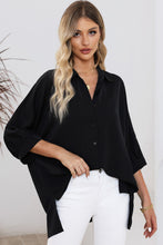 Load image into Gallery viewer, Black 3/4 Puff Sleeve Oversize Shirt | Tops/Blouses &amp; Shirts
