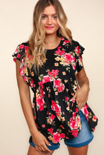 Load image into Gallery viewer, Babydoll Top | Floral Ruffle Short Sleeve Blouse
