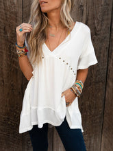 Load image into Gallery viewer, Studded V-Neck Top | Half Sleeve Blouse
