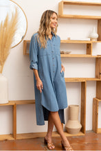 Load image into Gallery viewer, Womens Denim Dress | Sew In Love High-Low Button Up Sleeve Denim Dress | denim dress
