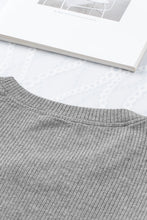 Load image into Gallery viewer, Ruffle Sleeve Top | Gray Dotty Mesh Ribbed Knit Top
