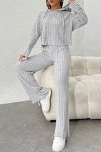 Load image into Gallery viewer, Wide Leg Pants Set | Gray Ribbed Knit Slouchy Hoodie
