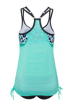 Load image into Gallery viewer, Sky Blue Leopard Printed Lined Tankini Swimsuit | Swimwear/Tankinis
