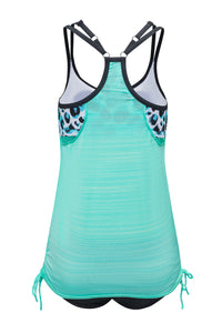 Sky Blue Leopard Printed Lined Tankini Swimsuit | Swimwear/Tankinis