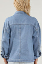 Load image into Gallery viewer, Drawstring Snap Down Denim Jacket with Chest Pockets
