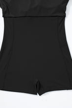 Load image into Gallery viewer, Black Sporty Ribbed Spaghetti Straps One Piece Swimdress | Swimwear/Swim Dresses
