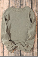 Load image into Gallery viewer, Pullover Sweatshirt | Green Solid Ribbed Knit Round Neck
