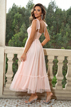 Load image into Gallery viewer, Formal Summer Dress | Pink Tie-Shoulder Sweetheart Neck Dress
