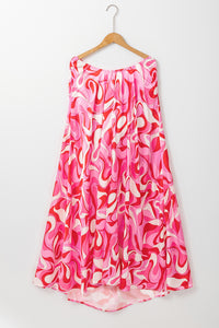 Pink Abstract Swirl Print Halter Maxi Dress | Dresses/Maxi Dresses