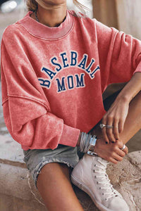 Womens Graphic Top-BASEBALL MOM Graphic Drop Shoulder Sweatshirt | Graphic/Graphic Sweatshirts