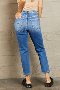 Blue Jeans-BAYEAS High Waisted Cropped Dad Jeans | Blue Jeans