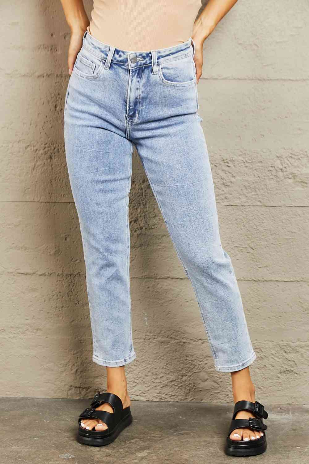 Skinny Blue Jeans-BAYEAS High Waisted Skinny Blue Jeans | Blue Jeans