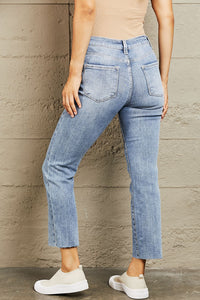 Blue Jeans-BAYEAS Mid Rise Cropped Slim Jeans | blue jean shorts