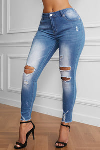 Blue Jeans-Baeful Faded Mid High Rise Jeans | blue jean shorts