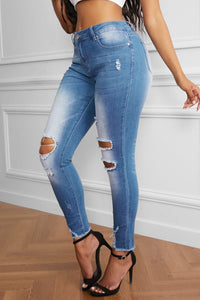 Blue Jeans-Baeful Faded Mid High Rise Jeans | blue jean shorts