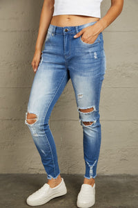 Blue Jeans-Baeful Faded Mid High Rise Jeans | blue jean shorts