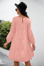 Load image into Gallery viewer, Womens Dress-Balloon Sleeve Keyhole Tiered Dress | Mini Dress
