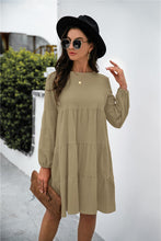 Load image into Gallery viewer, Womens Dress-Balloon Sleeve Keyhole Tiered Dress | Mini Dress
