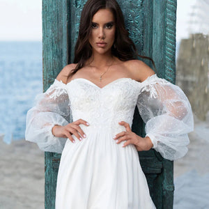 Beach Wedding Dress-Lace Chiffon Backless Wedding Dress | Wedding Dresses