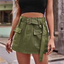 Load image into Gallery viewer, Jean Shorts-Belted Denim Shorts with Pockets | shorts
