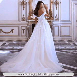 Lace Wedding Dress-Boat Neck Beaded Flowers Wedding Dress | Wedding Dresses