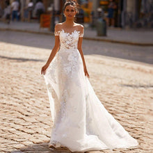 Load image into Gallery viewer, Backless Wedding Dress- Boat Neckline Bridal Dress | Wedding Dresses
