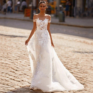 Backless Wedding Dress- Boat Neckline Bridal Dress | Wedding Dresses