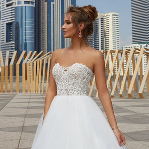 Bohemian Beach Wedding Dress-A Line Strapless Backless Wedding Dress | Wedding Dresses