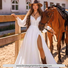 Load image into Gallery viewer, Beach Wedding Dress-Bohemian Chiffon Wedding Gown | Wedding Dresses
