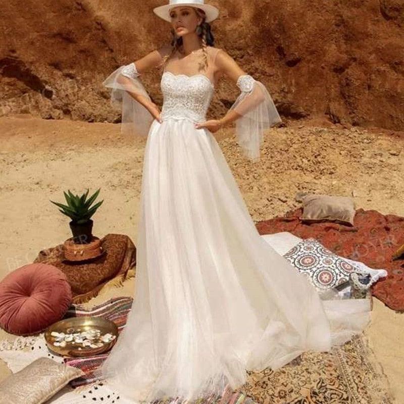 Beach Wedding Dress-Bohemian A Line Wedding Dress | Wedding Dresses