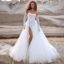 Load image into Gallery viewer, Beach Wedding Dress-Bohemian Lace Off Shoulder Wedding Gown | Wedding Dresses
