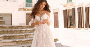 Bohemian Lace Wedding Dress | Backless Beach Wedding Dress Broke Girl Philanthropy