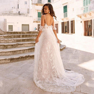 Bohemian Lace Wedding Dress | Backless Beach Wedding Dress Broke Girl Philanthropy