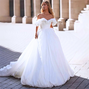 Off the Shoulder Wedding Dress-Bohemian Backless Beach Wedding Dress | Wedding Dresses