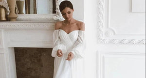 Bohemian Wedding Dress- Off Shoulder Chiffon Wedding Dress | Wedding Dresses