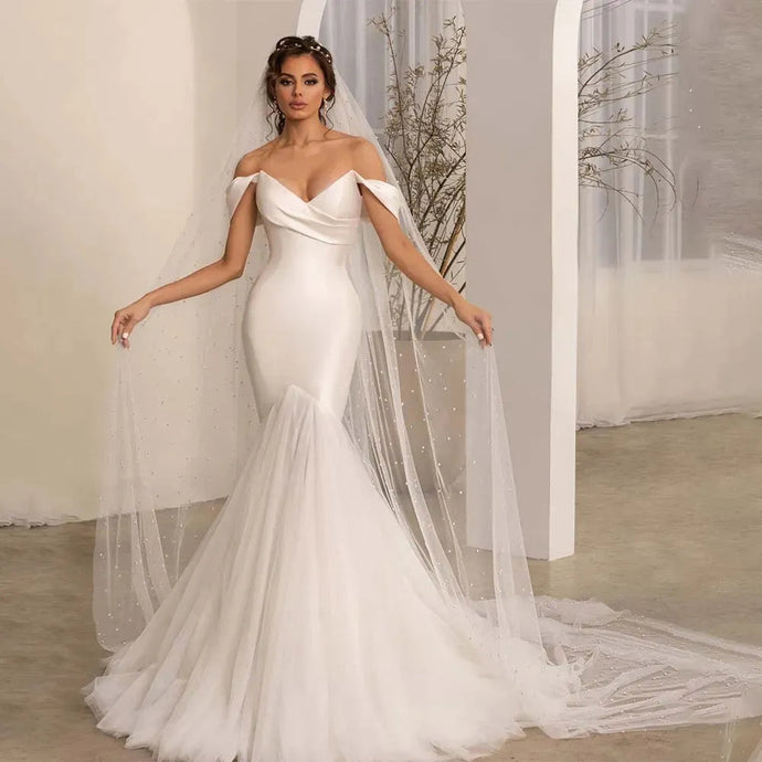 Mermaid Wedding Dress-Bohemian Off Shoulder Wedding Dress | Wedding Dresses