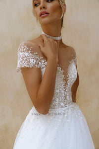 Short Sleeve Wedding Dress-Bohemian A-Line Beach Wedding Dress | Wedding Dresses