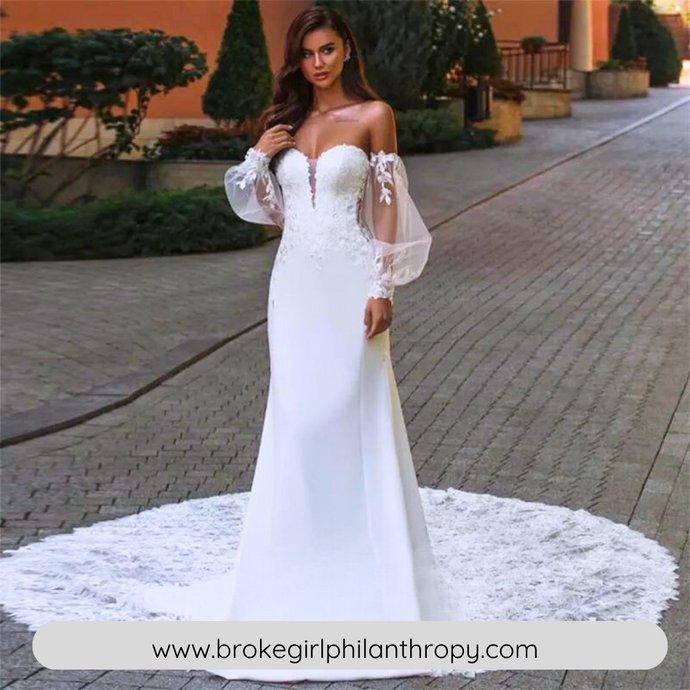 Boho Lace Mermaid Wedding Dress - Off Shoulder Elegance Broke Girl Philanthropy