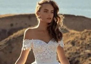 Boho Sweetheart Beach Wedding Dress | Short Sleeve Lace Bride Dress Broke Girl Philanthropy