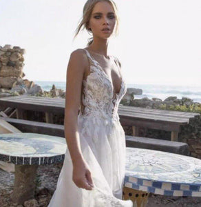 Bohemian Wedding Dress-V Neck Lace Princess Bridal Gown | Wedding Dresses
