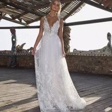Load image into Gallery viewer, Bohemian Wedding Dress-V Neck Lace Princess Bridal Gown | Wedding Dresses
