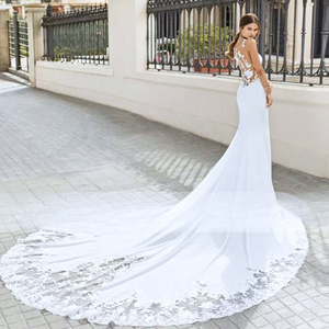 Mermaid Lace Wedding Dress-Simple Bridal Gown 