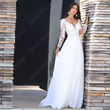Load image into Gallery viewer, Bohemian Wedding Dress-Long Sleeve Chiffon Bridal Gown
