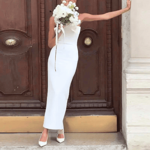 Short Wedding Dress-Simple Backless Ankle Length Bridal Dress | Wedding Dresses