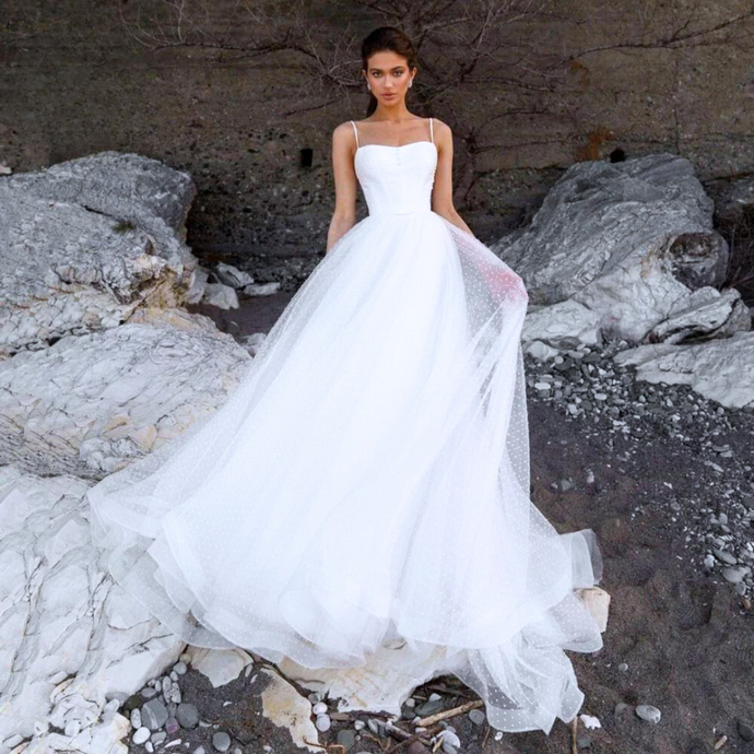 Backless Wedding Dress-Princess Tulle Beach Bridal Gown | Wedding Dresses
