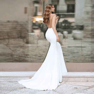 Simple Wedding Dress-Satin Mermaid Bridal Gown