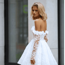 Load image into Gallery viewer, Short Wedding Dress-Long Sleeve Lace Bridal Dress
