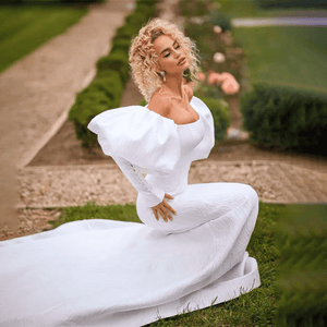 Mermaid Long Sleeve Wedding Dress-Exquisite Square Collar Dress | Wedding Dresses