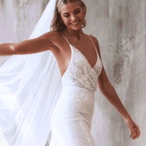 Mermaid Wedding Dress | Sexy V Neck Sequined Bridal Gown