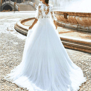 Bohemian Wedding Dress- Simple Lace Beach Bridal Gown